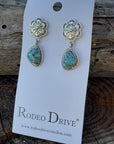 Floral and Stone Dangle Silver Fashion Earrings WA180