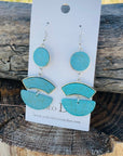 Chunky Turquoise Dangle Silver Fashion Earrings WA179