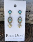 Squash Blossom Style Turquoise Dangle Fashion Earrings WA170