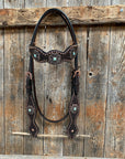 Copper Dot Honeycomb Turquoise Browband / One Ear Tack Set