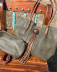 Green Western Purse/Handbag with Small Clutch