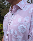 Tropical Pattern Short Sleeve Shirt Pink With Breathable Quick Dry Travel Fabric