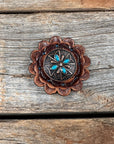 Copper Turquoise & Clear Crystal Western Concho W138