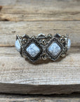 Western Silver Chunky Rodeo Fashion Bracelets - White