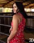 RIBBED ALL-IN-ONE TANK | RED BANDANA