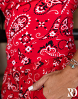 RIBBED ALL-IN-ONE TANK | RED BANDANA