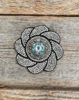 Black Flower Rhinestone Rosette - Assorted Conchos