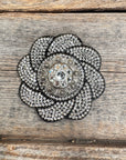 Black Flower Rhinestone Rosette - Assorted Conchos