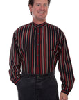 Stripe Button Front With Band Collar (Plus)