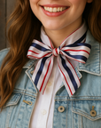 Red, White and Blue Stripes Western Skinny Mini Wild Rag Scarf / Cowgirl Necktie