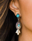 Squash Blossom Style Turquoise Dangle Fashion Earrings WA170