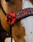 Black Mule Tape Halter - Red Rose