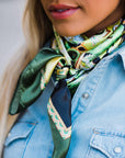 35X35" Green Floral Paisley Wild Rag / Scarf WR174