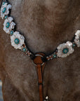 Classic Teal & White One Ear / Breastcollar Tack Set