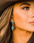 Turquoise and Aqua Dangle Silver Fashion Earrings WA105