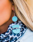 Chunky Turquoise Dangle Silver Fashion Earrings WA179