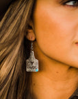 Cowgirl Cow Tag Dangle Silver Fashion Earrings WA161