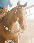 Dark Oil Basketweave White Browband/One Ear Tack Set with Witherstrap