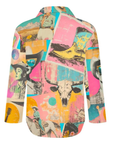 Baha Ranch Pop Western Retro Cowgirl Collage Button Up Blouse