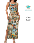 Baha Ranch Colores de Mexico Pictures of the Southwest Sleeveless Bodycon Side Slit Long Dress