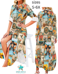 Colores de Mexico Pictures of the Southwest Button-Up Long Sleeve Shirt Dress Duster