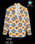 Baha Ranch Colores de Mexico Blue Yellow Mexican Floral Blazer