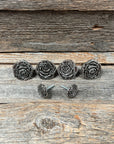 Antique Silver Rose Western Concho W108
