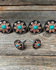 Copper Turquoise Sunflower Western Concho W188