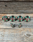 Antique Silver with Copper Flower Western Concho W190