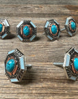 Octagon Turquoise and Blue Enamel Saddle Set SSW221L