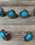 Antique Silver and Copper Turquoise Saddle Set SSW222L
