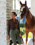 Maia - Chocolate Brown Long Sleeve Lace Competition Shirt