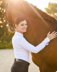 Heidi - Long Sleeve Riding Top with Crystal Fabric Trim