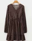 Polka Dot Wrap V-Neck Ruffle Mini Dress