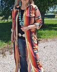 Baha Ranch Colores De Mexico Southwestern Aztec Serape Long Sleeve Shirt Dress Duster