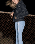 Rebel Wide Leg In Noa Wash w/ Silver Tuxedo Stripe