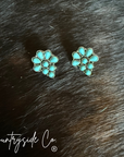 Turquoise Cluster Flower Stud Earring
