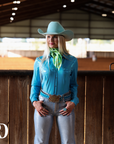 TURQUOISE SPARKLE PERFORMANCE RODEO SHIRT