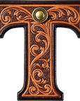 Monogrammed Initial Western Leather Look Saddle Longhorn Cowboy Cowgirl Kitchen Dish Towels Made in America