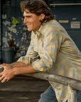 Lightweight Palaka Shirt With Gray And Yellow Print