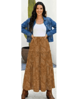 Baha Ranch Western Boot Print Tiered Prairie Maxi Skirt
