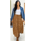 Baha Ranch Western Boot Print Tiered Prairie Maxi Skirt