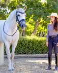 Premium Navy Patent Leather Snaffle Bridle With Removable Flash For Dressage Riding