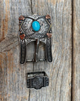 Antique Silver & Copper Turquoise Concho Concho W115