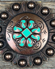 Copper Turquoise Fleur De Lis Western Concho W120