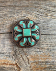 Copper Turquoise Fleur De Lis Western Concho W120
