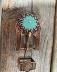 Copper & Antique Silver Turquoise Flower Western Concho W122