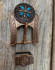 Copper Turquoise & Clear Crystal Western Concho W138