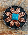 Copper Turquoise Sunflower Western Concho W188
