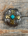 Antique Silver & Gold Western Concho W189